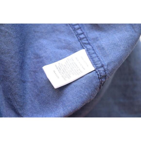 Express Dress Shirt Fitted Blue Military Button Up Short Sleeve Mens Sz Large - Picture 9 of 11